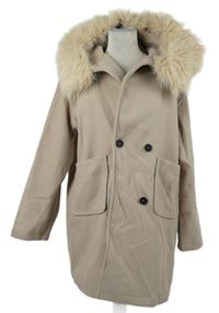 Dámský starůžový flaušový kabát s odepínacím kožíškem Shein 