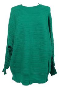 Dámský zelený žebrovaný volný svetr F&F