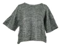 Dámské černo-šedé melírované úpletové melírované crop tričko Next 