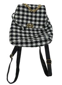 Dámský černo-bílý kostkovaný batůžek Primark 