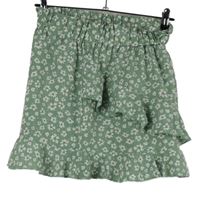 Dámská světlezelená kytičkovaná sukně s volánkem Shein