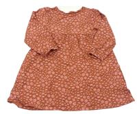 Rezavé květinové bavlněné šaty H&M