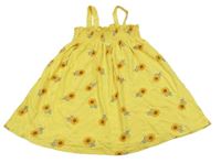 Žluté květinové bavlněné šaty 