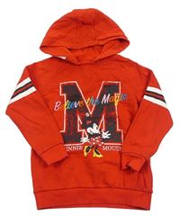Červená mikina s Minnie a kapucí zn. M&S