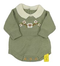 Khaki pletené body s kytičkami Shein