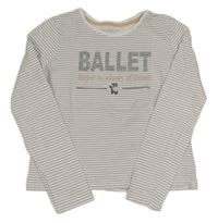 Bílo-hnědé pruhované crop triko s nápisem Primark