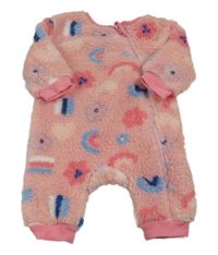 Růžový huňatý overal s obrázky Dunnes 