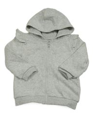 Bílo-šedá melírovaná propínací mikina s volánkem a kapucí M&S