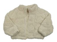 Béžová chlupatá propínací mikina Shein