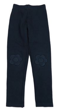 Tmavomodré zateplené tregíny s kytičkami Nutmeg