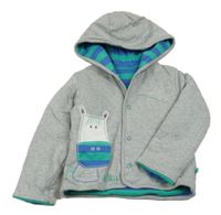 Šedá zateplená oboustranná propínací mikina s oslem a kapucí M&S