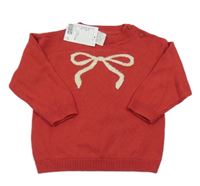 Nové - Červený svetr s mašlí H&M