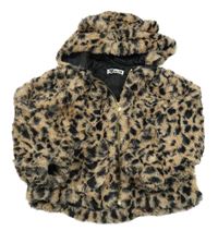 Béžová kožešinová podšitá bunda s flíčky a kapucí H&M