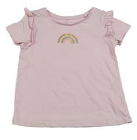 Světlerůžové tričko s duhou TU