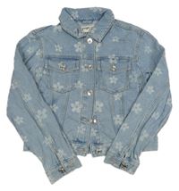 Modrá květinová riflová crop bunda Page one young