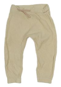 Béžové žebrované lehké tepláky so cute