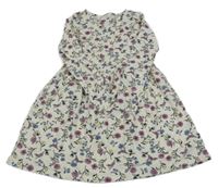 Bílé bavlněné vzorované šaty s květinami H&M