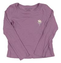 Fialové triko s květinou Primark