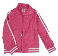 Růžovo-bílá propínací mikina