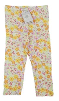 Bílé legíny s barevnými květinami Primark