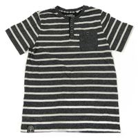 Modro-bílé melírované pruhované tričko s knoflíčky C&A