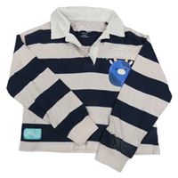 Tmavomodro-šedé pruhované crop polo triko se squishmallows M&S