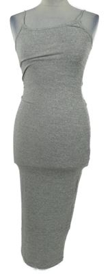 Nové - Dámské šedé úpletové šaty se špagetovými ramínky Shein