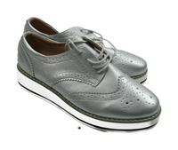 Dámské stříbrné koženkové boty na platformě vel. 43