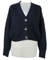 Dámský tmavomodrý žebrovaný propínací crop svetr Only 