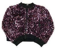 Růžová flitrová propínací crop mikina Tu