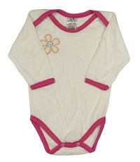 Bílo-růžové body s kytičkou 