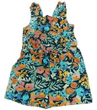 Zeleno-modro-korálový vzorovaný kraťasový overal Primark