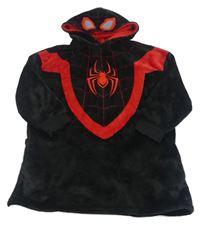 Černo-červená chlupatá oversize mikina s pavoukem a kapucí - Spiderman Marvel