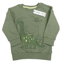 Nové - Khaki mikina s dinosaurem George