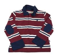 Vínovo-bílo-tmavomodré pruhované polo triko Jojo Maman Bébé