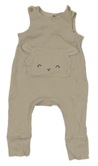 Béžové žebrované laclové tepláky s čumákem H&M