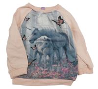 Světlerůžovo-šedá mikina s jednorožci Dopodopo