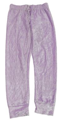 Levandulové lesklé sametové tepláky 