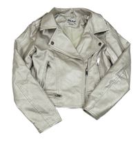 Stříbrná koženková bunda 