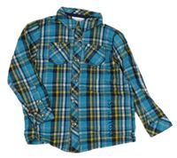 Tyrkysovo-okrová kostkovaná košile Topolino 