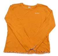 Oranžové žebrované triko se srdíčky Yigga