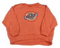 Korálová oversize mikina s obrázkem