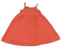 Jahodové bavlněné šaty s kytičkou Primark