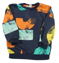 Tmavomodro-barevná vzorovaná mikina Tu