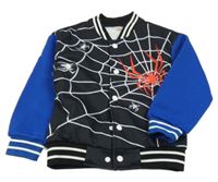 Černo-modrá baseballová mikina s pavučinou 