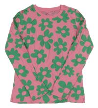 Růžovo-zelené triko s kytičkami