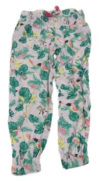 Lila-zelené lehké kalhoty s obrázky H&M