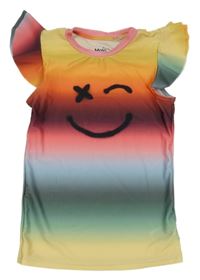 Barevné batikované tričko se smajlíkem a volánky Molo