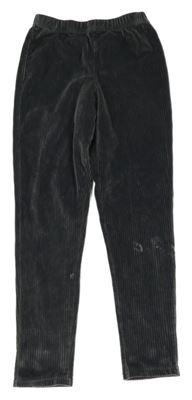 Šedé sametové žebrované legíny F&F