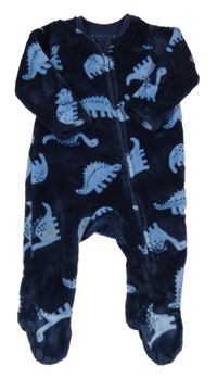Tmavomodrý chlupatý overal s dinosaury Peacocks
